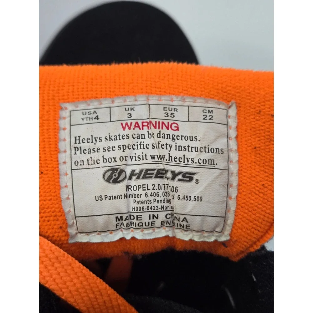 Heelys Propel 2.0 Black Orange Roller Skate Shoes Youth 4